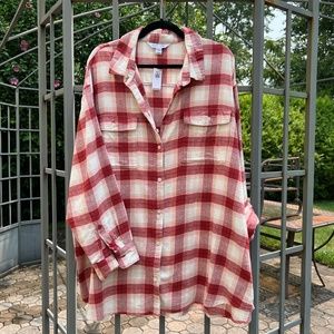 NWT Old Navy Oversized Plaid Flannel Boyfriend Shirt - Size 3X
